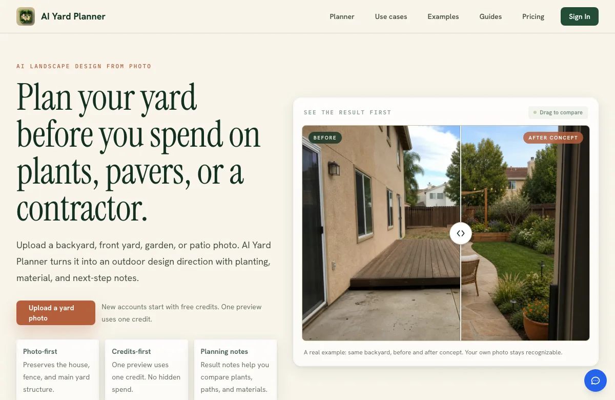AI Yard Planner preview