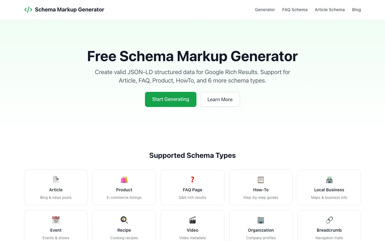 Schema Markup Generator preview